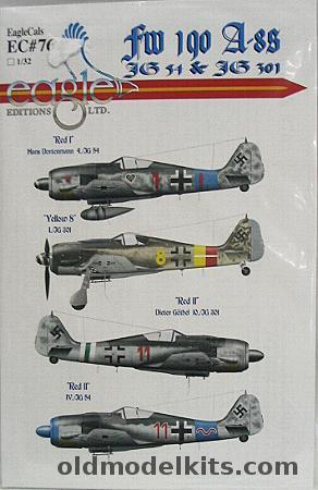 Microscale 1/32 FW-190 A Dortenmann - Yellow 8 - Gothel and Red 11 Decals, EC76 plastic model kit